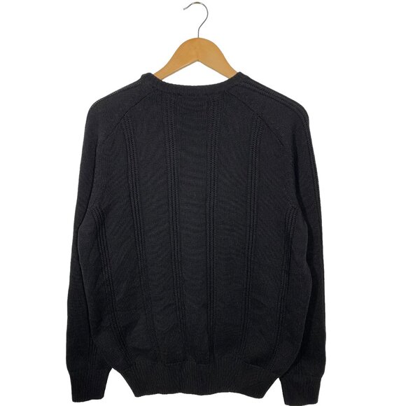 NWT Canali Merino Wool Cable Knit Crew Neck Sweater Black men's size 50 (L) - Picture 2 of 8